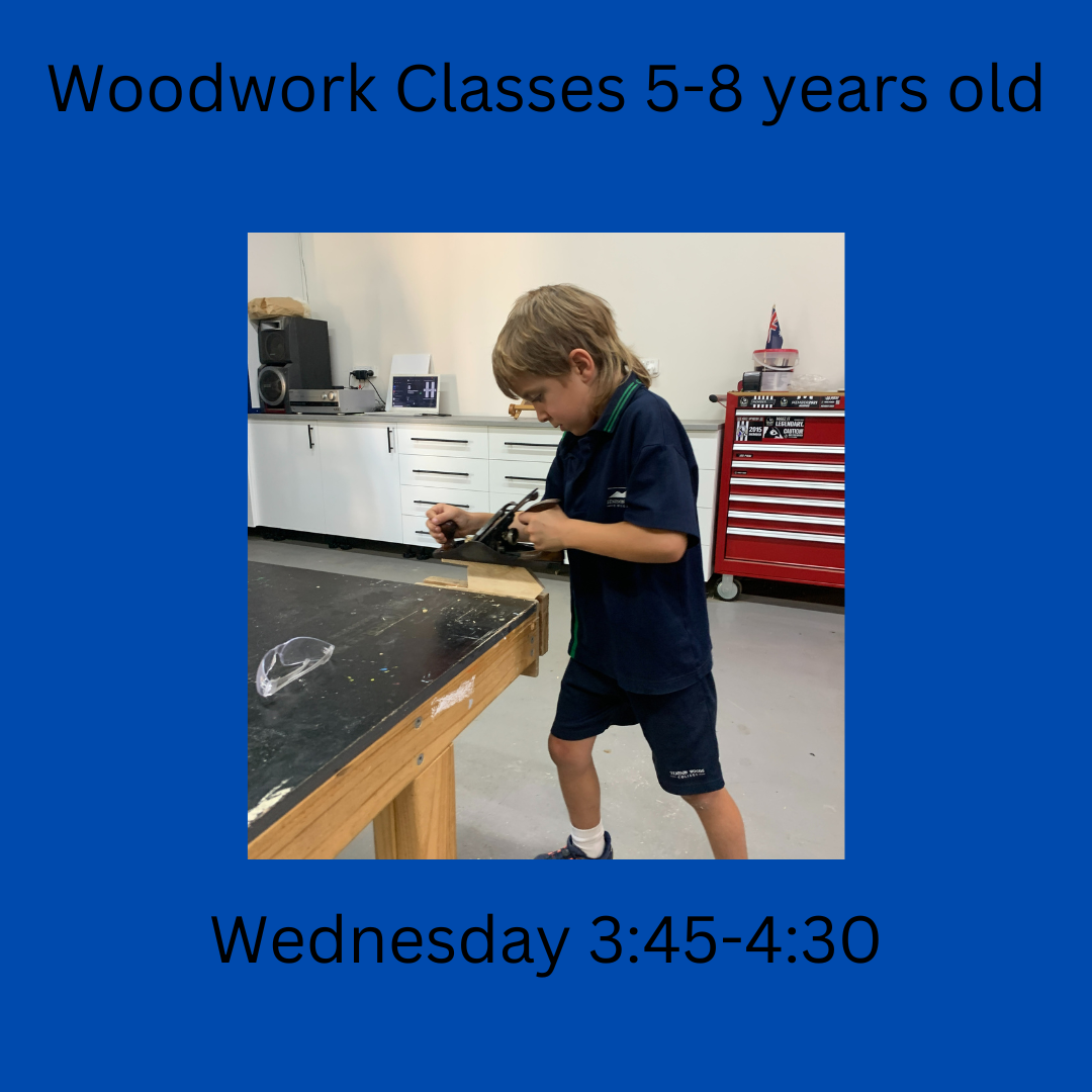 Term 2 Woodwork & Craft Classes 5-8 year olds Wednesday 3:45 - 4:30