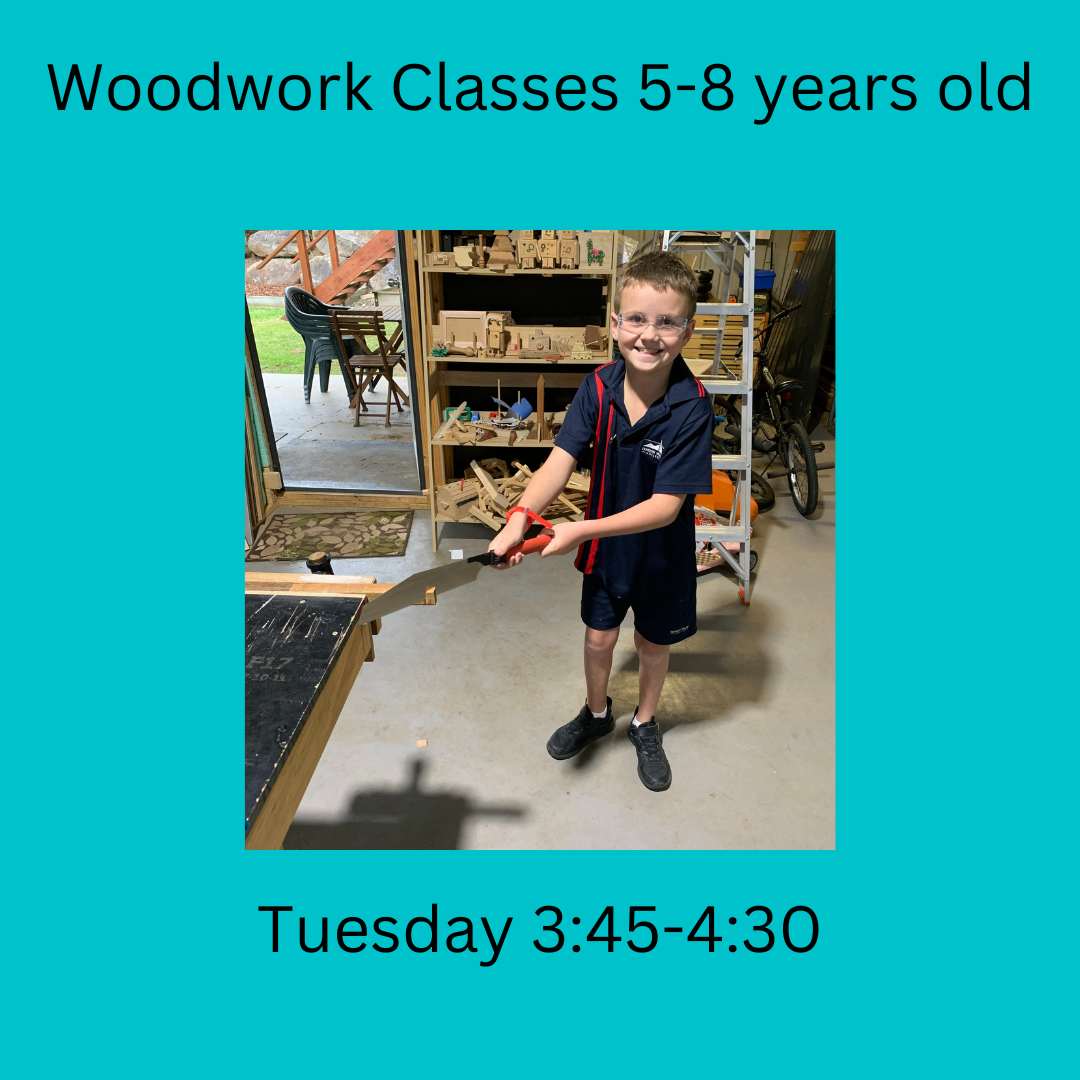 Term 4 Woodwork & Craft Classes 5-8 year olds Tuesday 3:45 - 4:30