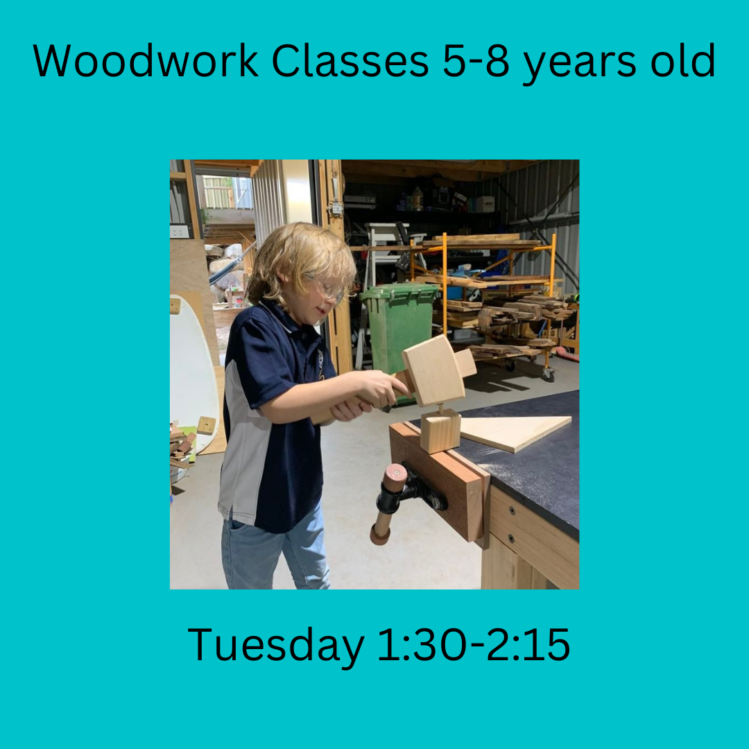 Term 1 Woodwork & Craft Classes 5-8 year olds Tuesday 1:30 - 2:15